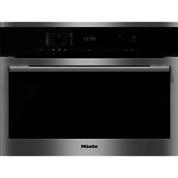 Miele H6300BM ContourLine Single Electric Oven with Microwave, Clean Steel